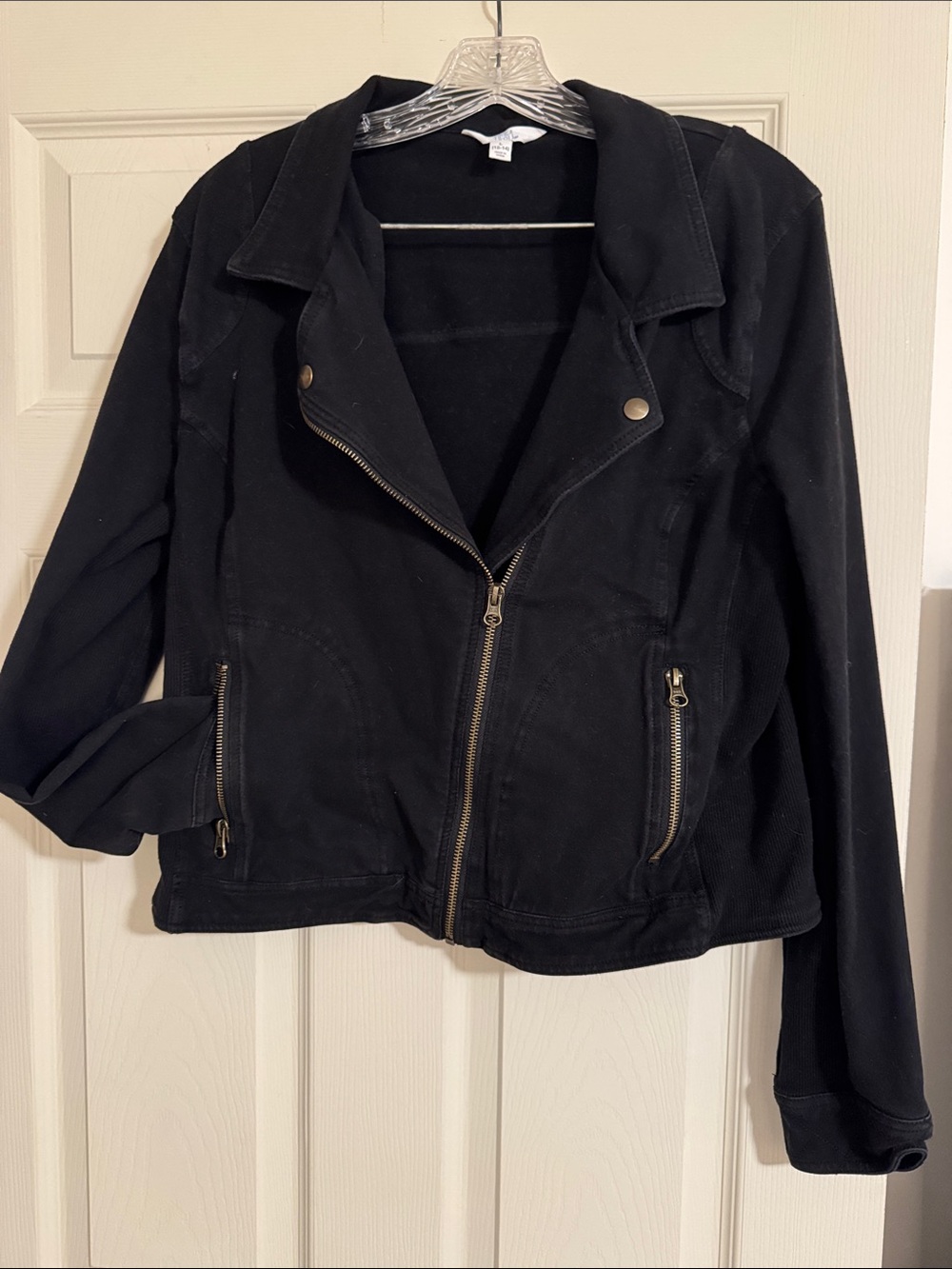 Time and Tru Black Moto-Style Zip Jacket